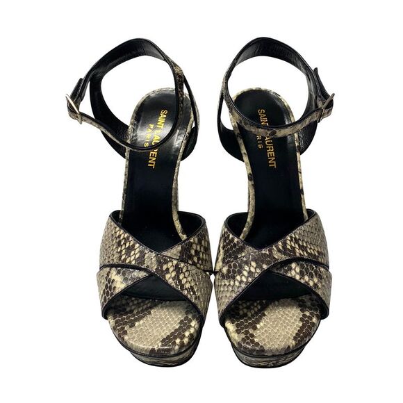 Saint Laurent Snakeskin Effect Tribute Platform Sandals in Multicolor Leather - Picture 3 of 10